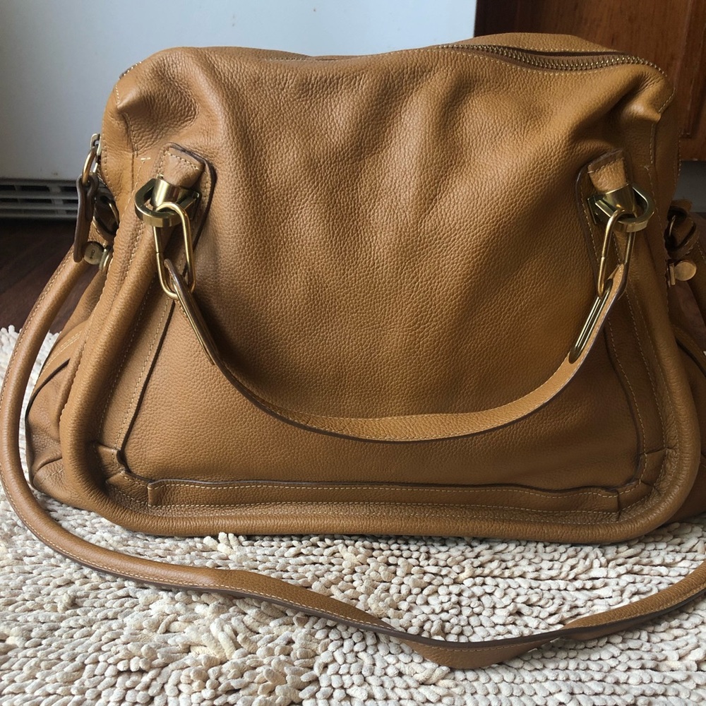 Chloe Paraty handbag in tan grained leather-large